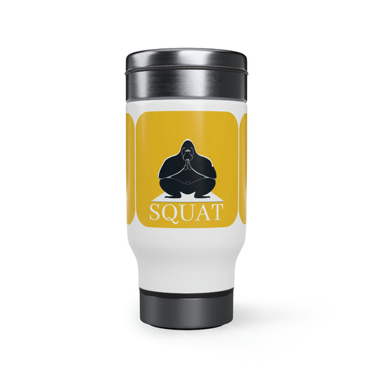 Squat Stainless Steel Travel Mug with Handle, 14oz